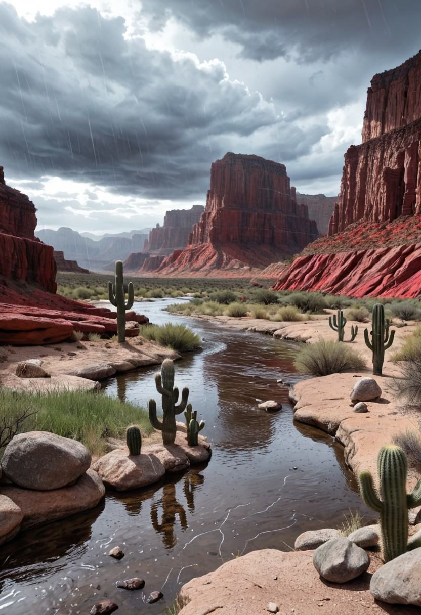 grass,  wet grass,  cactus on Tensor.Art