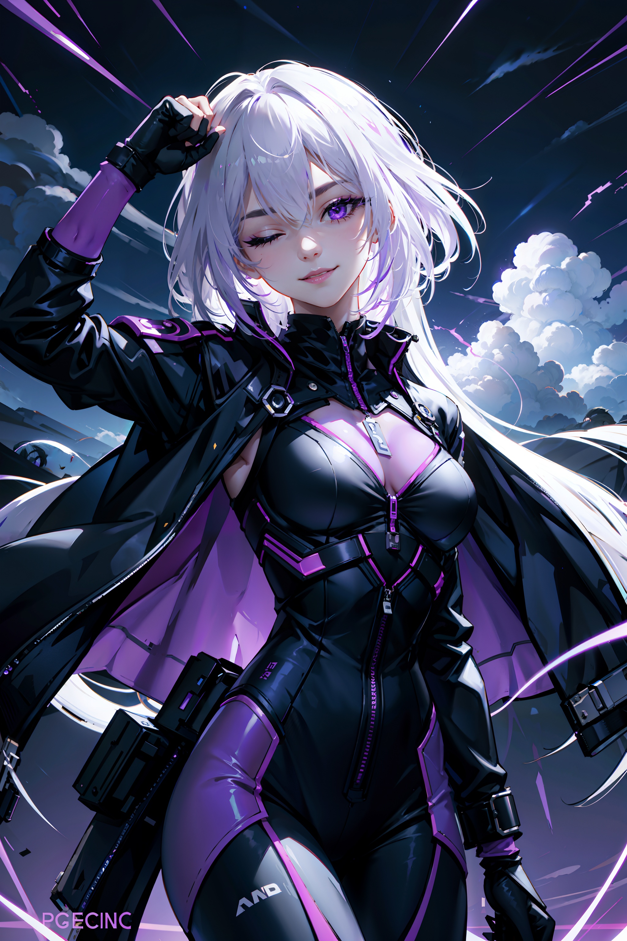 android,  mechanical arms,  lightning on Tensor.Art