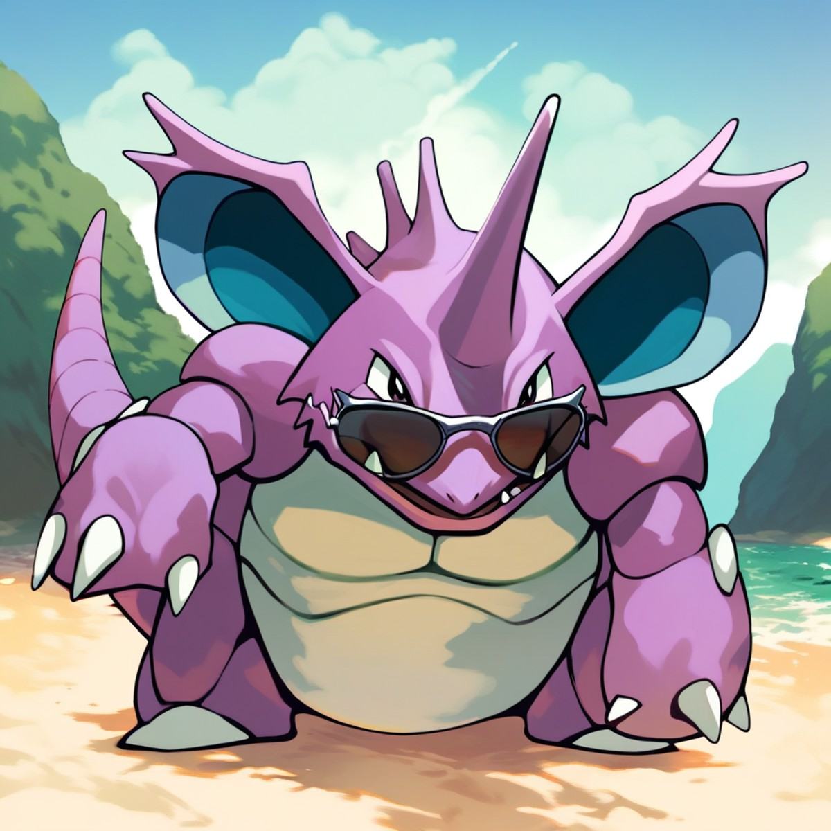 solo male,  nidoking,  feral on Tensor.Art