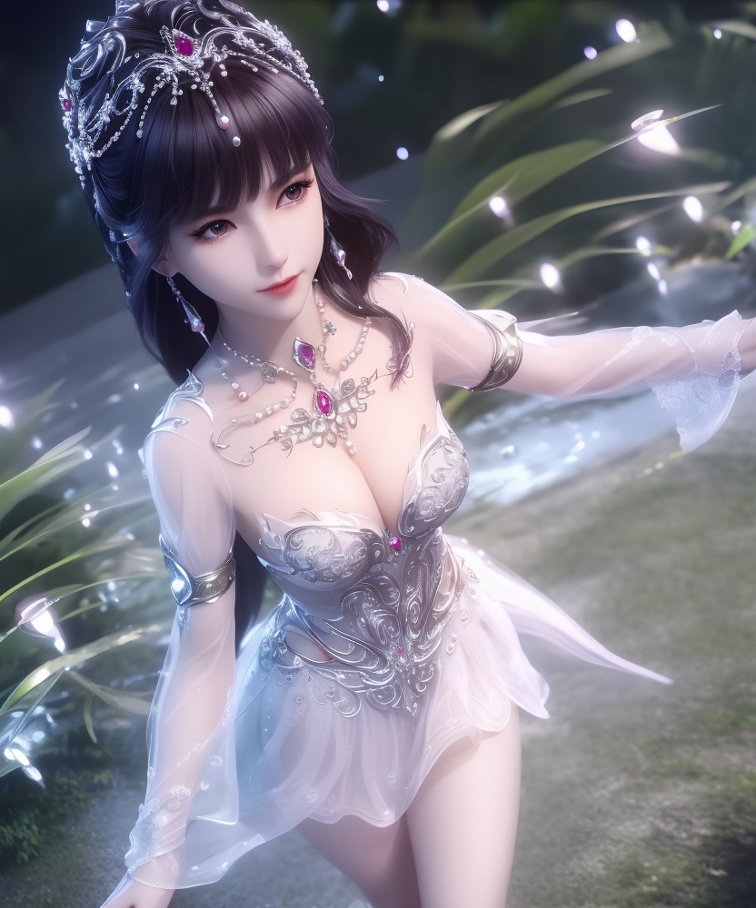 <lora:541-DA-斗罗大陆-小舞-神界:0.8>(,1girl, ,best quality, ),looking at viewer,  ,ultra detailed background,ultra detailed background,ultra realistic 8k cg,, ,masterpiece,((((1girl, solo,  , solo focus, ,walking on liquid, ))))    (cleavage), (), ,ultra realistic 8k cg,   clean, masterpiece,     cinematic lighting, cinematic bloom, , (( , )),,  , unreal, science fiction, luxury, jewelry, diamond, gold, pearl, gem, sapphire, ruby, emerald, intricate detail, delicate pattern, charming, alluring, seductive, erotic, enchanting, hair ornament, necklace, earrings, bracelet, armlet,see-through sleeves, ,