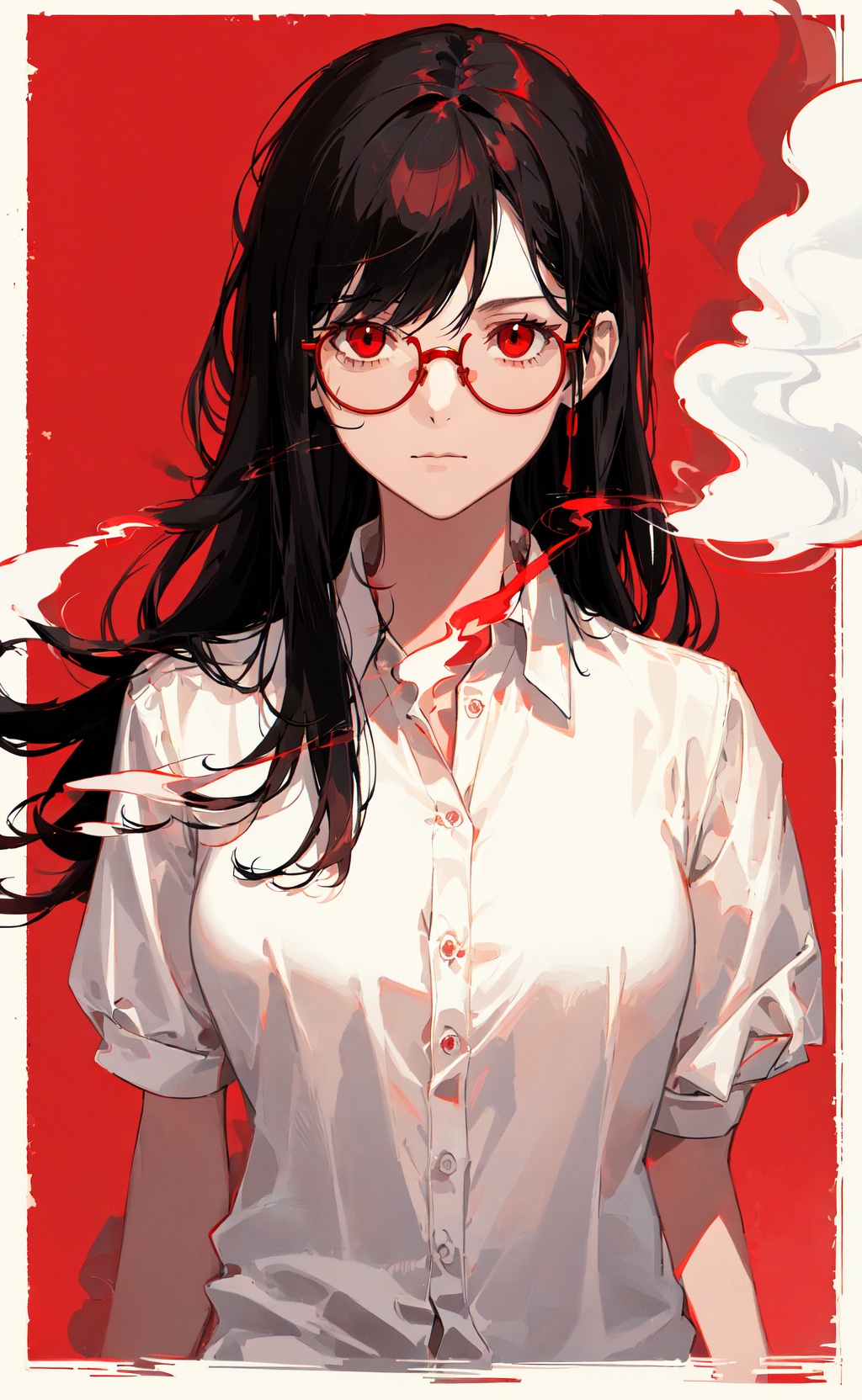 1girl,  solo,  red background on Tensor.Art