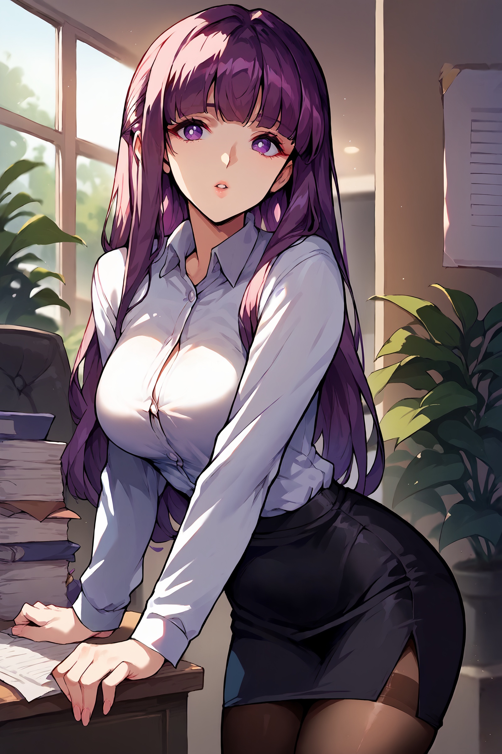 1girl,  fern \(sousou no frieren\),  office lady on Tensor.Art