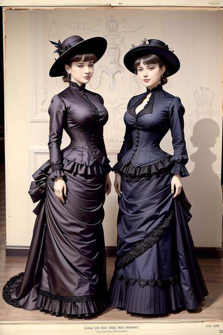 vintage photo of sexy ladies wearing black dresses and hats,  posing 1880_dr3ss on Tensor.Art
