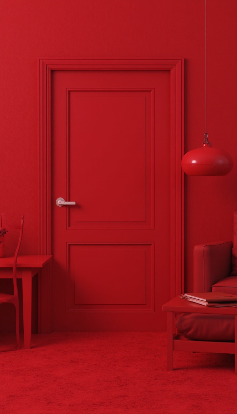 <lora:FL-bailing-24-0911monochromatic8p:1>,bailing_monochromatic,red,door,clothes_rack,chair,table,couch,carpet,