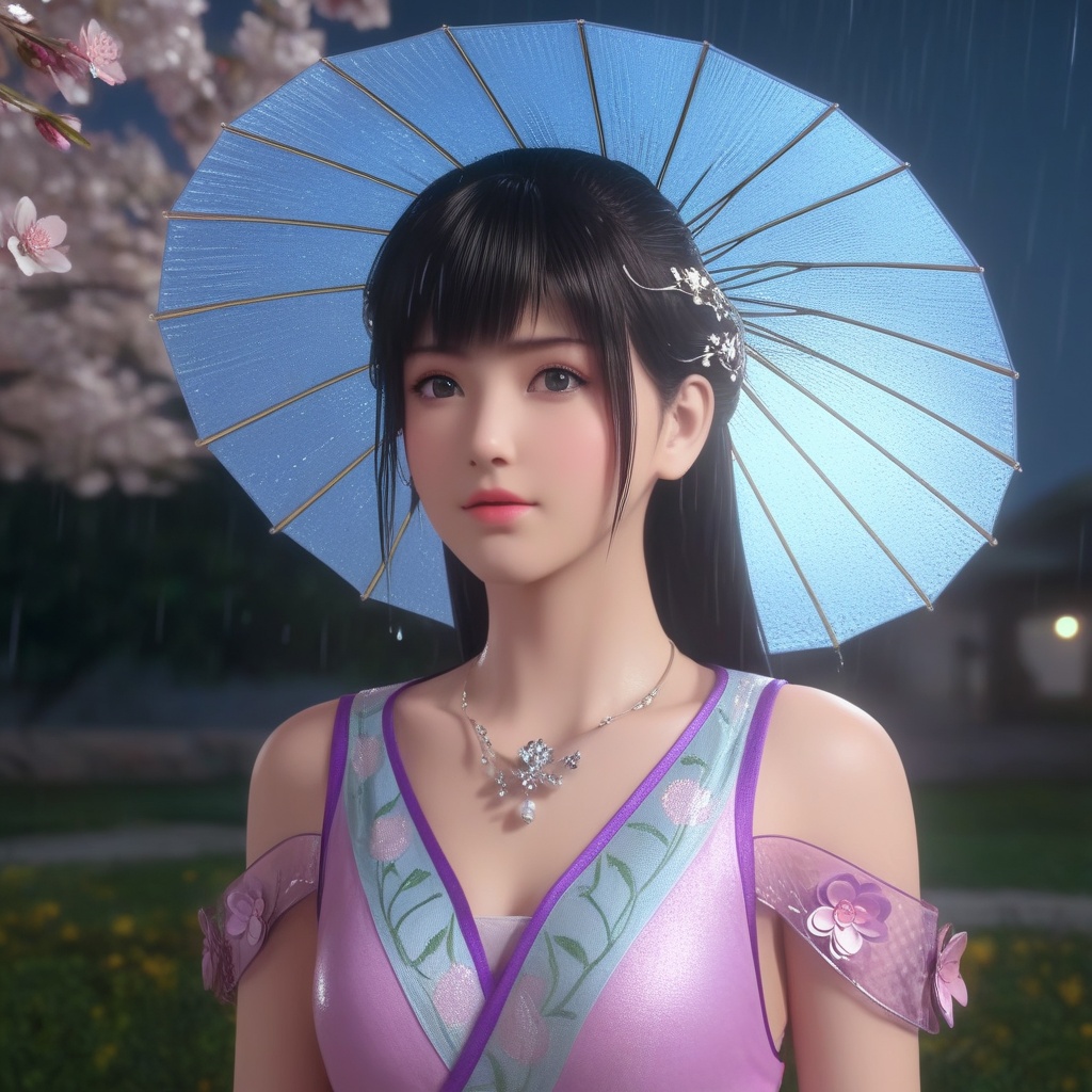 <lora:709-DA-XL-斗破苍穹-小医仙:0.8>(,1girl, ,best quality, ),looking at viewer, ,ultra detailed 8k cg, ultra detailed background,  ultra realistic 8k cg,          cinematic lighting, cinematic bloom, (( , )),,  , unreal, science fiction,  luxury, jewelry, diamond, pearl, gem, sapphire, ruby, emerald, intricate detail, delicate pattern, charming, alluring, seductive, erotic, enchanting, hair ornament, necklace, earrings, bracelet, armlet,halo,masterpiece, (( , )),,  ,cherry blossoms,(((, night,night sky,,  ultra high res, (photorealistic:1.4), raw photo, 1girl, , rain, sweat, ,wet, )))(( , ))   (cleavage), (), 