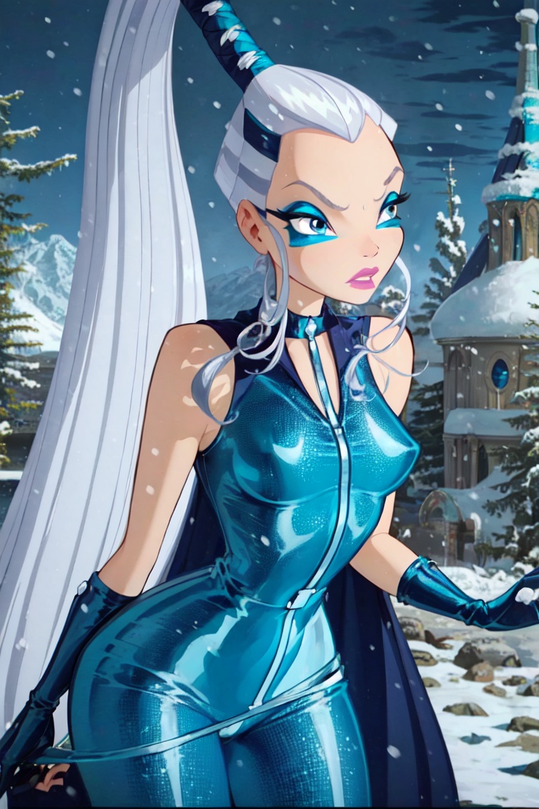 (Icy),  blue eyes,  white hair on Tensor.Art