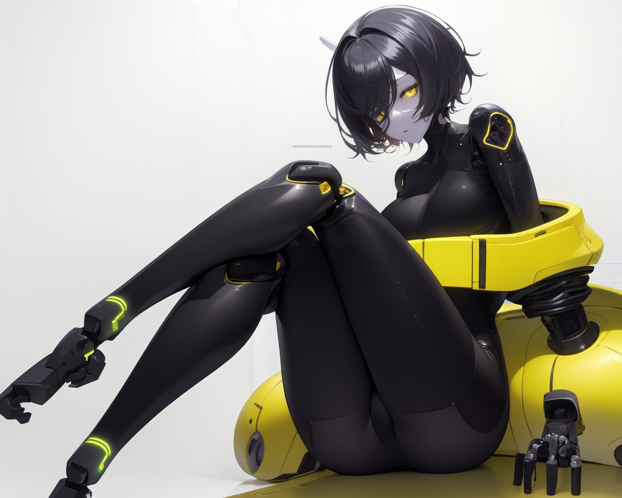 1girl,  android,  sitting on Tensor.Art