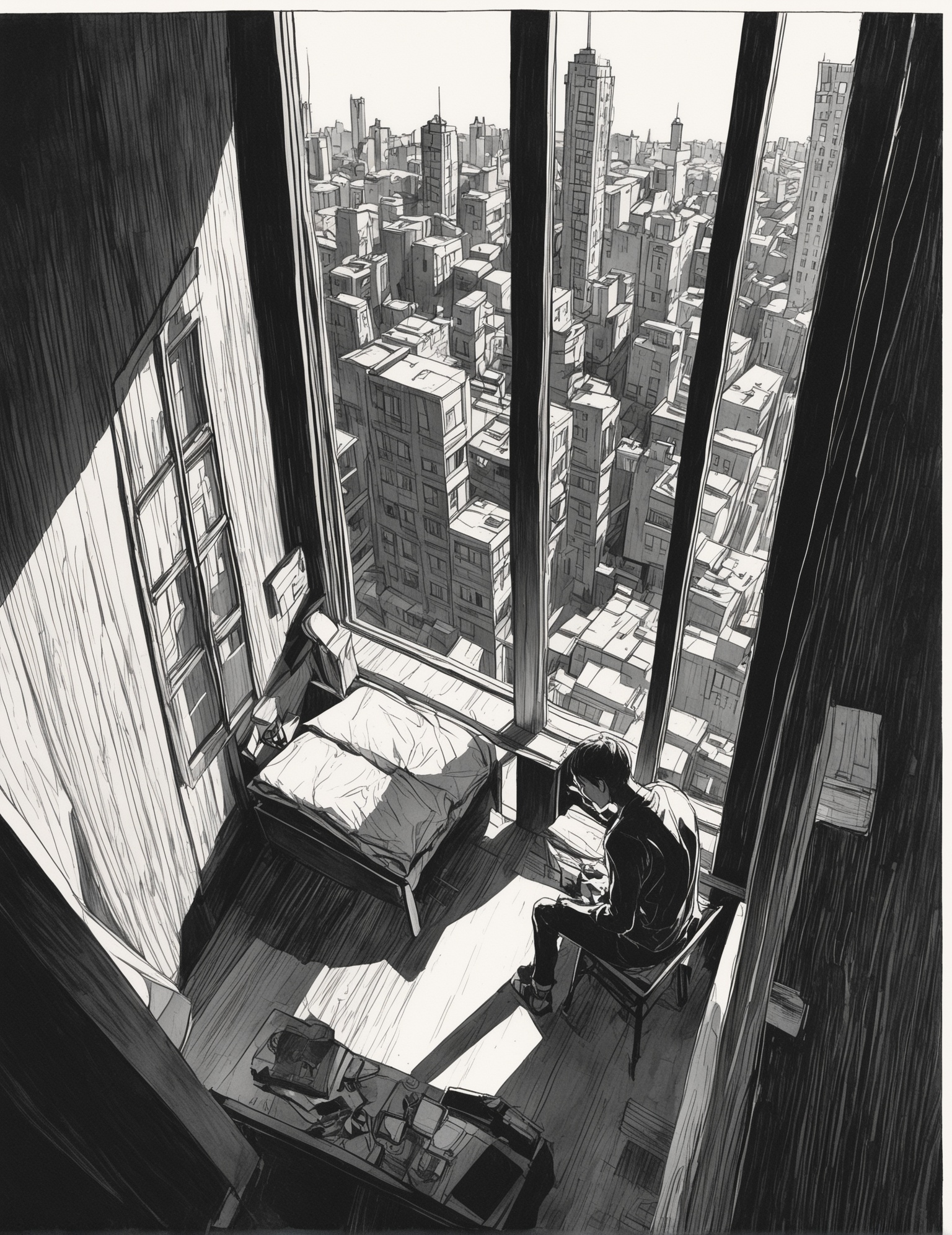 Scratchy ink sketch,  ,  Fisheye view on Tensor.Art
