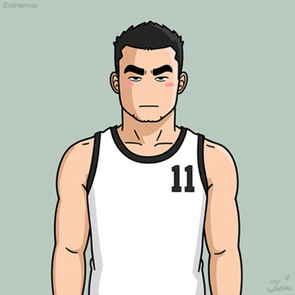 laohu,1man,laohu,mature male,white tanktop,