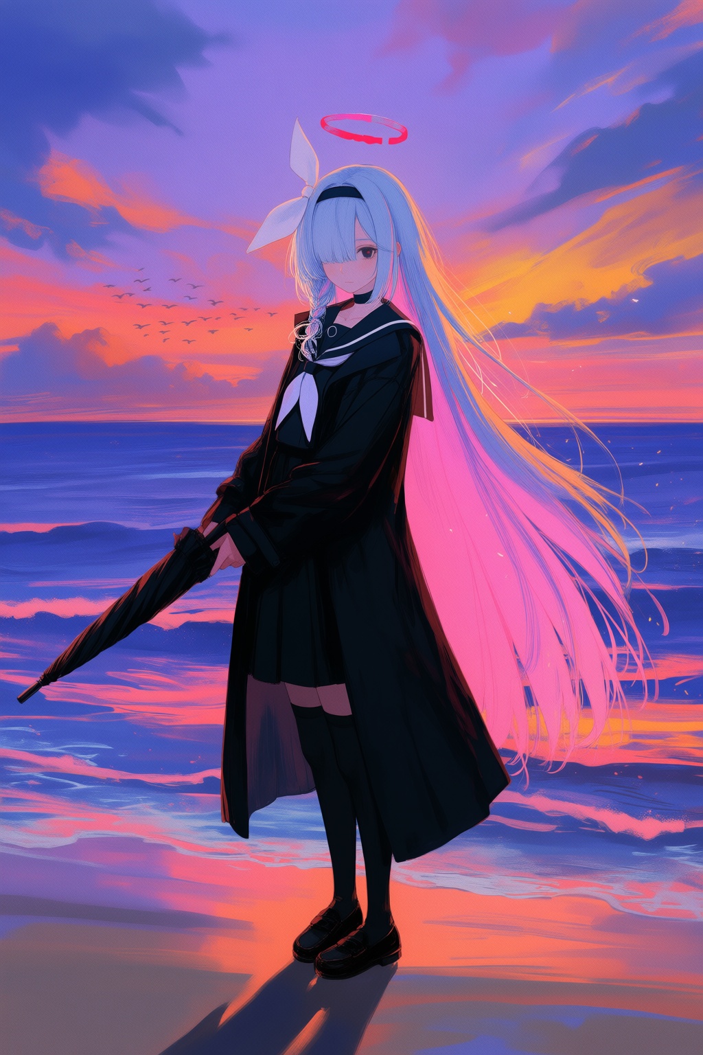 1girl,  absurdly long hair,  black eyes on Tensor.Art