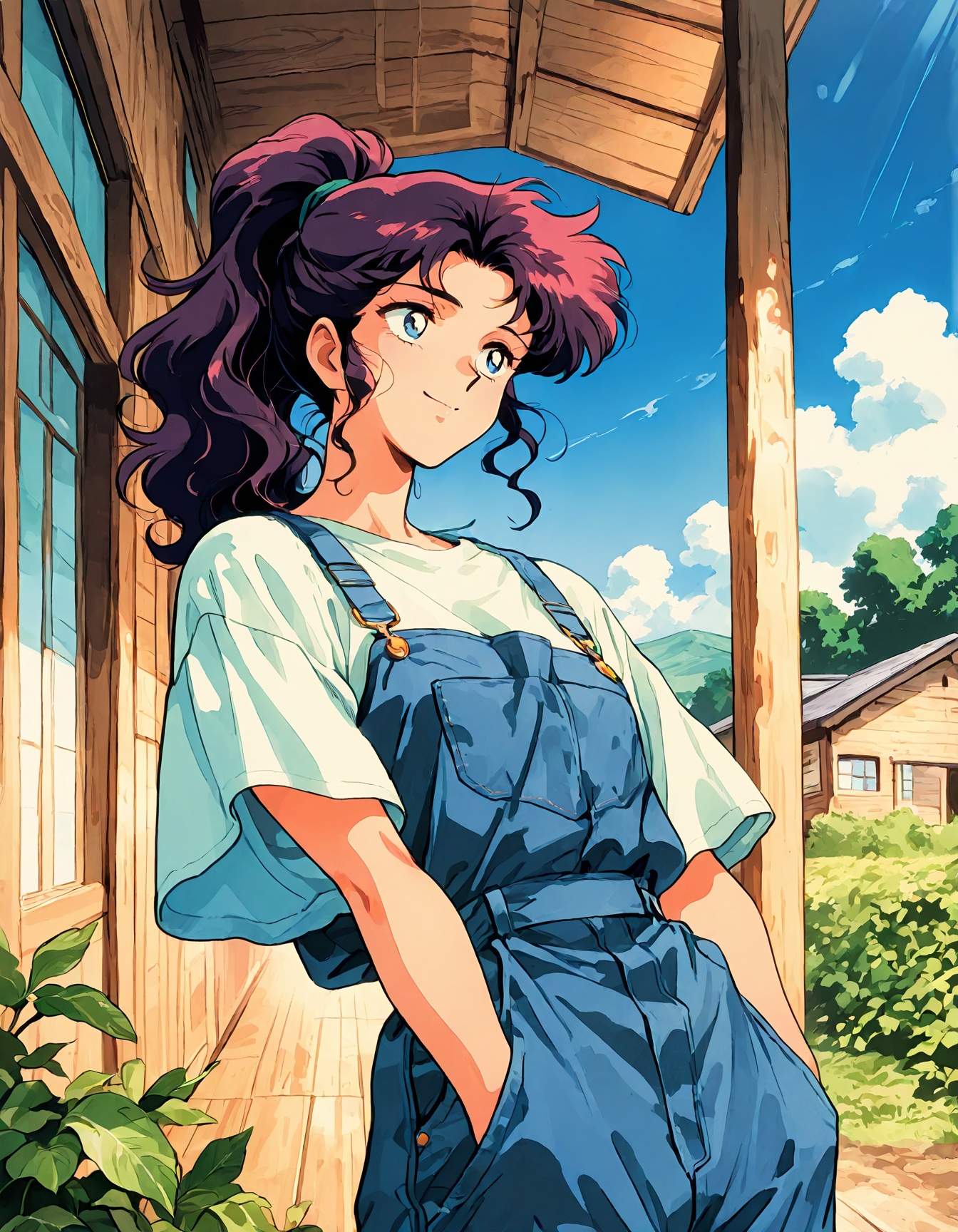 1girl,  solo,  dark wavy hair tied in high ponytail on Tensor.Art