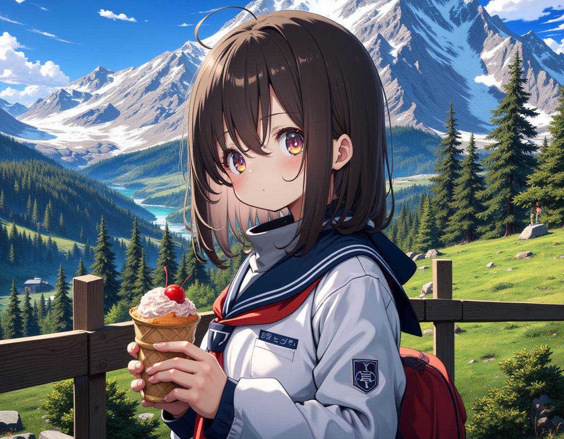 1girl,  school uniform,  eating ice cream on Tensor.Art