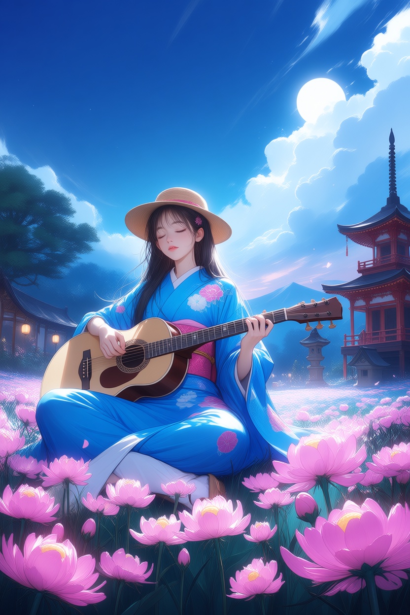 1girl,  acoustic_guitar,  architecture on Tensor.Art