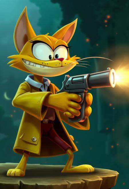 raymanlegends,  a cat aiming a pistol at the viewer on Tensor.Art