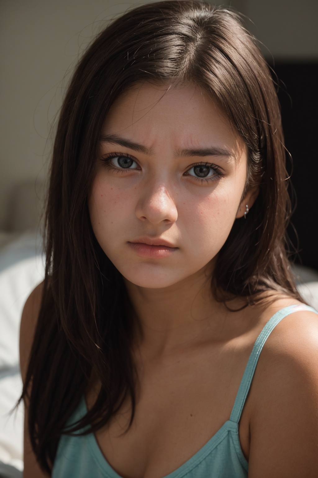 photo of a 18 year old girl,  scared,  worried on Tensor.Art