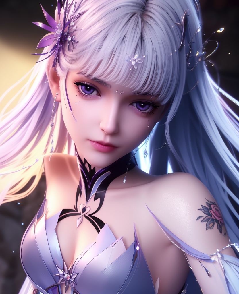 <lora:587-DA-神印王座-圣采儿-觉醒:0.8>(,1girl, ,best quality, ),looking at viewer,  ,,ultra detailed background,ultra detailed background,ultra realistic 8k cg,, ,masterpiece, (( , )),ultra realistic 8k cgSurrounded by strange, movie perspective, advertising style, Colorful background, splash of color A beautiful woman with delicate facial features,tattoo all over body, flower arms, from below,