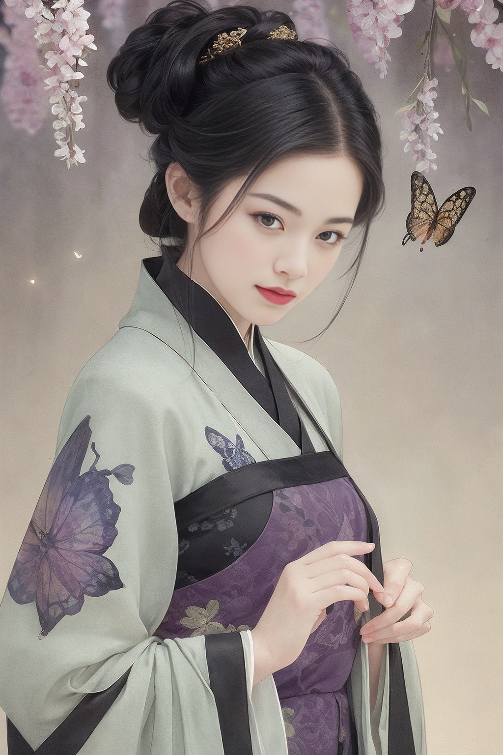 1girl,  perfect curves,  HDR photo of young woman with a messy top bun on Tensor.Art