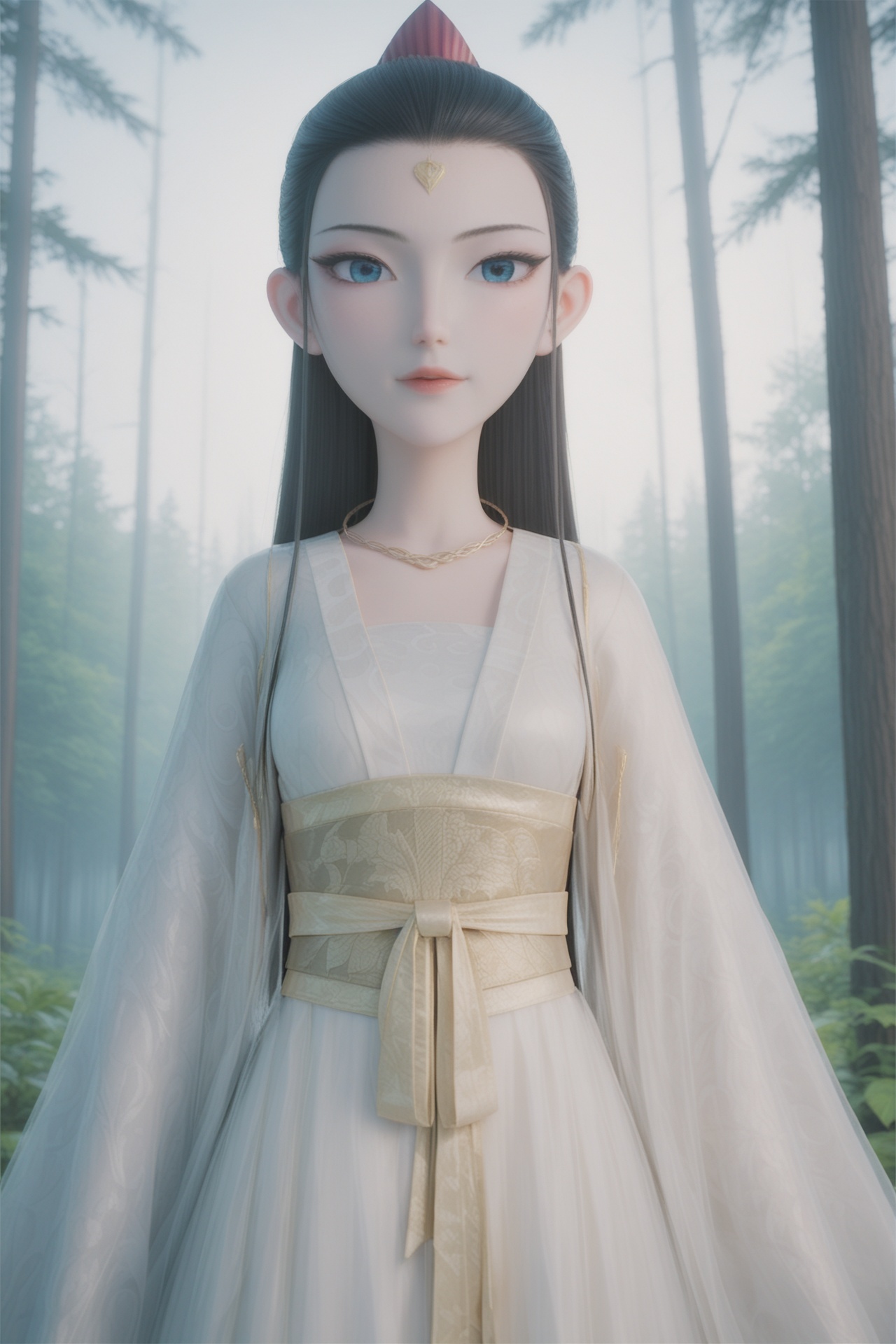 hetong,<lora:hetongXL:0.8>,score_9,score_8_up,source_anime,score_7_up,Dark light,dark scene,highly detailed,ultra-high resolution,32K UHD,sharp focus,best-quality,masterpiece,golden hour,unconventional supreme masterpiece,masterful details,temperate atmosphere,with a high-end texture,in the style of fashion photography,Dynamic Angle,(Dynamic posture:1.1),1girl,medium breasts,looking at viewer,pale skin,Dreamy forest,