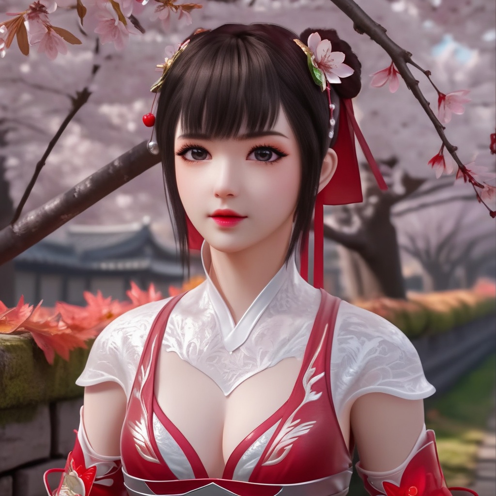 <lora:848-DA-XL-完美世界-火灵儿-幼年:0.8>, (,1girl, ,best quality, ),,  ,ultra detailed 8k cg,ultra realistic 8k cg, ,masterpiece, (( , )),, ,science fiction,mole, ,    ,(,cherry blossoms, autumn leaves,perfect cherry blossom,   ), (cleavage),,