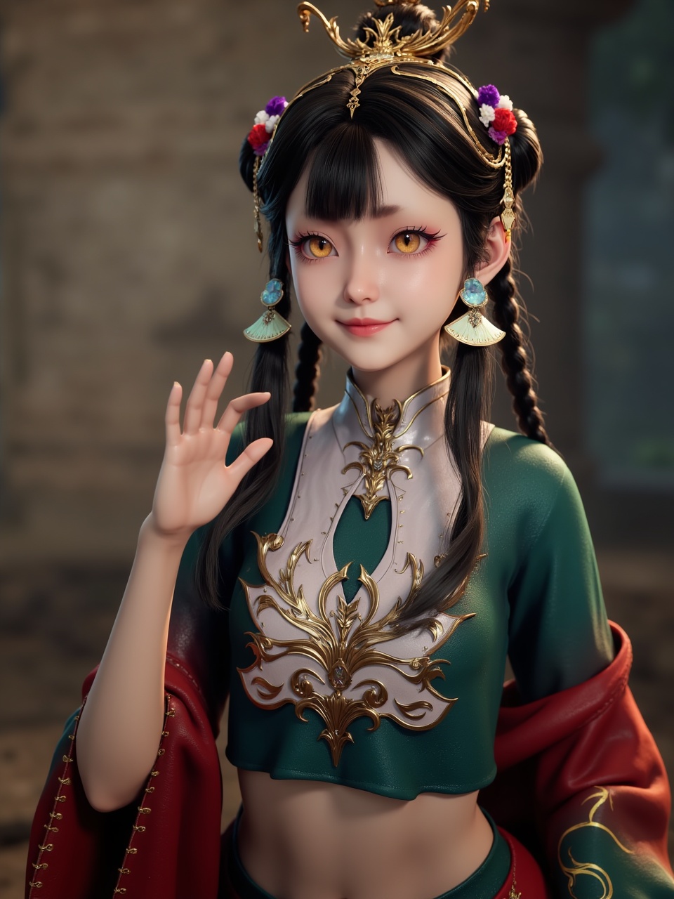 xianqinger,3D animation of a female character,Elaborate Costume and Stylized Hair,