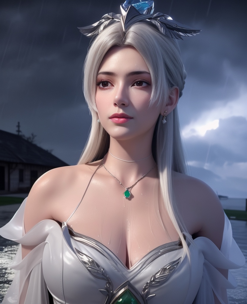 <lora:584-DA-星辰变-白灵:0.8>(,1girl, ,best quality, ),looking at viewer, ,ultra detailed 8k cg, ultra detailed background,  ultra realistic 8k cg,          cinematic lighting, cinematic bloom, (( , )),,  , unreal, science fiction,  luxury, jewelry, diamond, pearl, gem, sapphire, ruby, emerald, intricate detail, delicate pattern, charming, alluring, seductive, erotic, enchanting, hair ornament, necklace, earrings, bracelet, armlet,halo,masterpiece, (( , )),,  ,cherry blossoms,(((, night,night sky,,  ultra high res, (photorealistic:1.4), raw photo, 1girl, , rain, sweat, ,wet, )))(( , ))   (cleavage), (),
