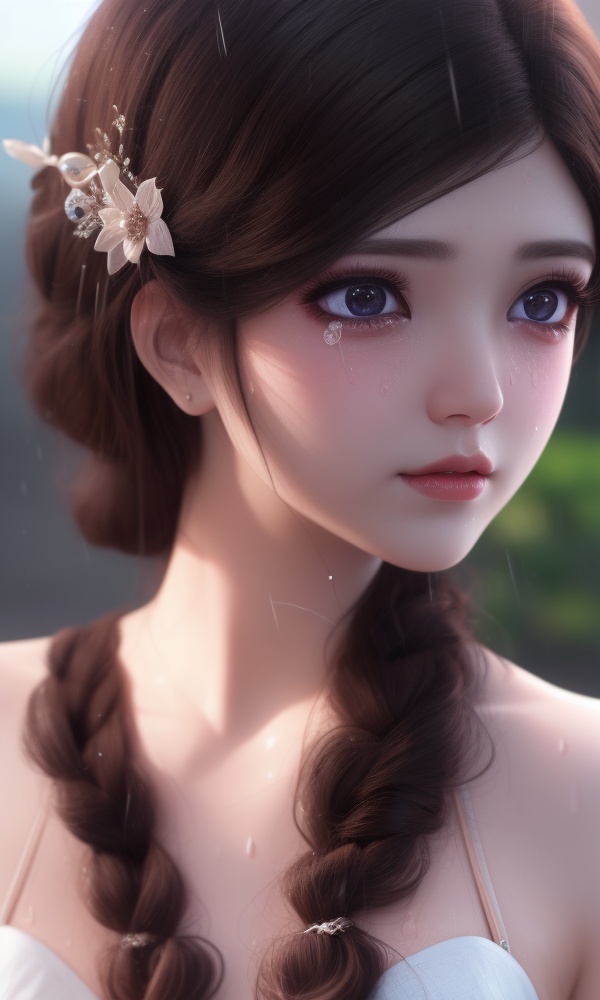 (,1girl, ,best quality, )<lora:365-DA-梦塔·雪谜城-艾妙妙:0.8>,,ultra detailed background,ultra detailed background,ultra realistic 8k cg,  ,masterpiece, (( , )), ultra realistic 8k cg, ,tamari \(flawless\),  crying with eyes open,    ,eyelashes,magic,hydrokinesis,sweat, wet, rain, ,       (()), (),