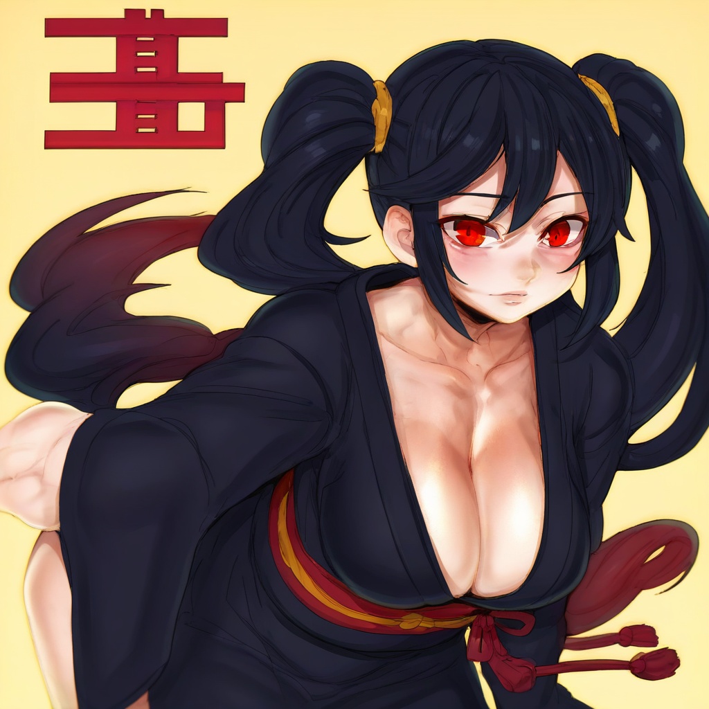 1girl,  solo,  black kimono on Tensor.Art