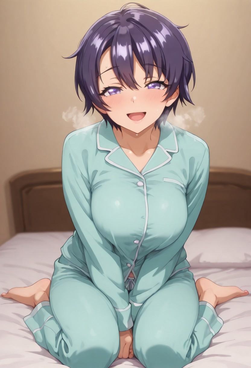 makoto,  purple hair,  short hair on Tensor.Art