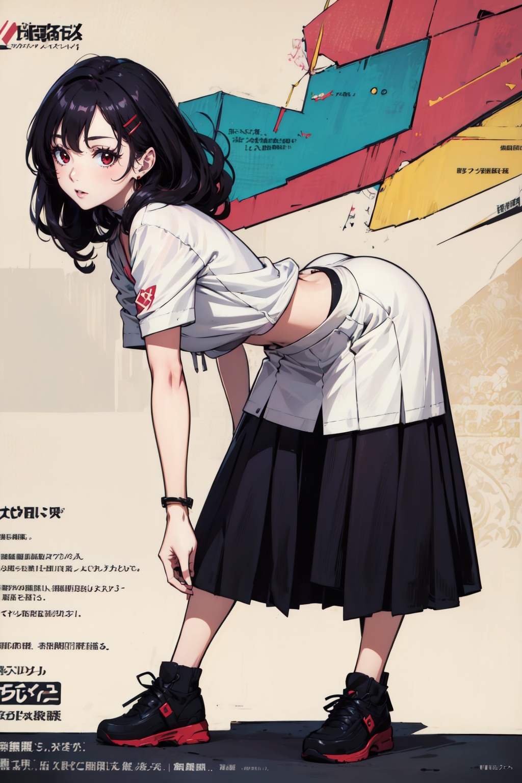 1girl,  black hair,  curly hair on Tensor.Art