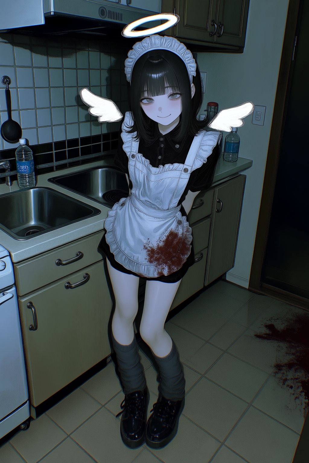 halo,  angel wings,  maid apron on Tensor.Art