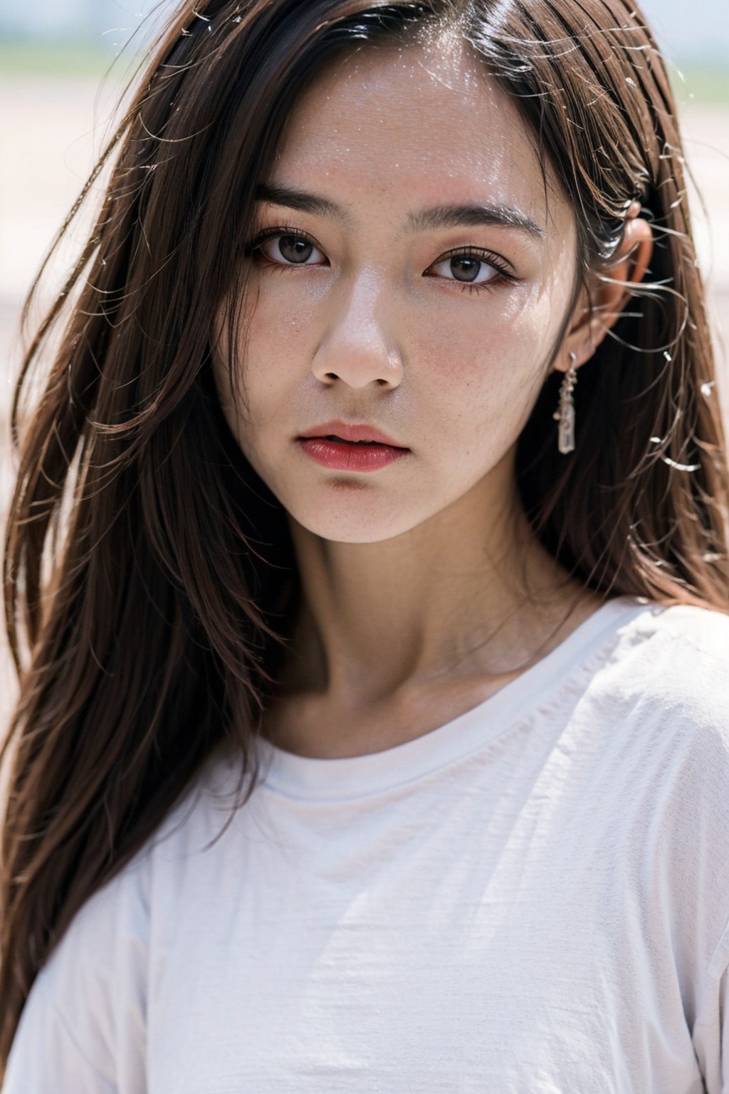 (masterpiece, top quality, best quality,aesthetics:1.2),ultra-detailed,1 girl,long hair,close up,(white tshirt:1.4),<lora:Again_Girl_A8:0.8>,<lora:freckle_slider_v1:1>,<lora:SkinTexture_B:0.6>,<lora:FilmVelvia3:0.5>,<lora:skin_slider_v10:1>,<lora:AgainMix_FrecklesSliders:2>,