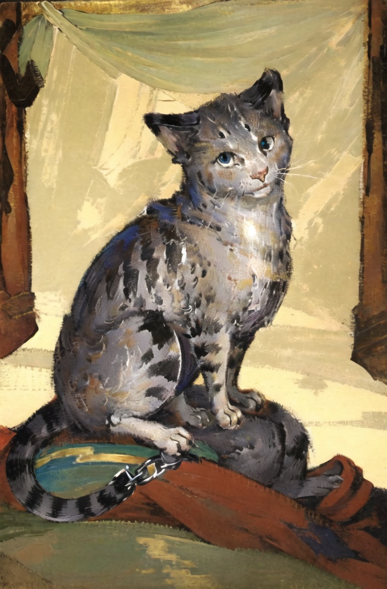 masterpiece, best quality,(chainmail:1.3)( Medievalcat:1.3),solo,bird,star,outdoors, <lora:Medievalcat:0.8>,medieval, painting,