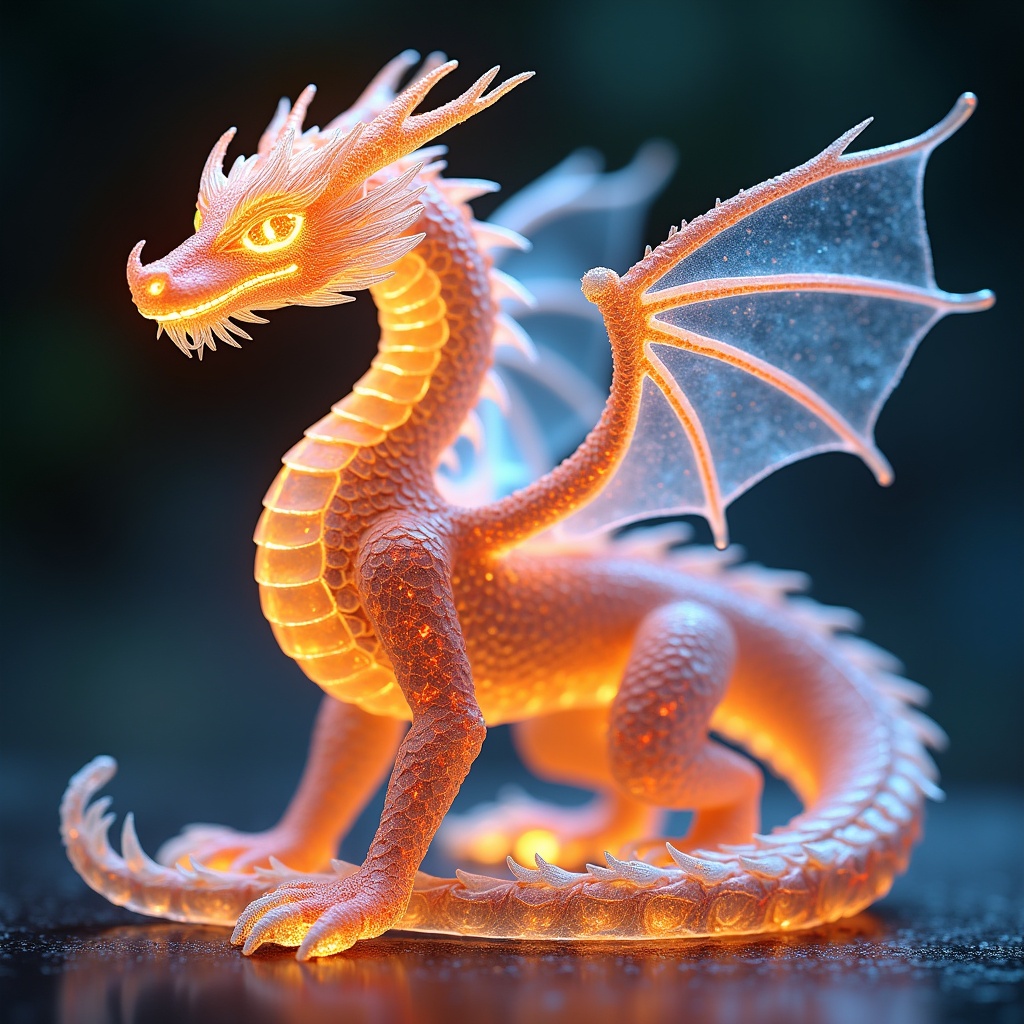 dragon,flare dragon,crystal transparent dragon,