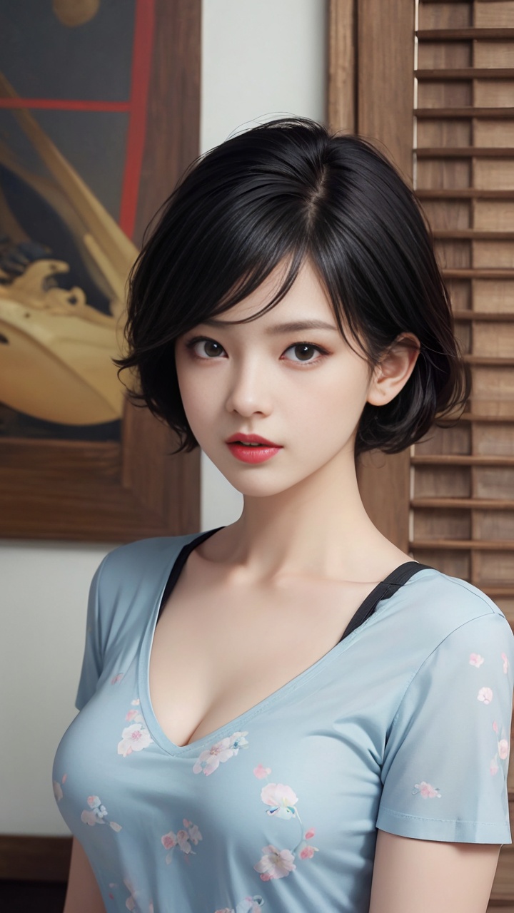 1girl,  black_hair,  breasts on Tensor.Art