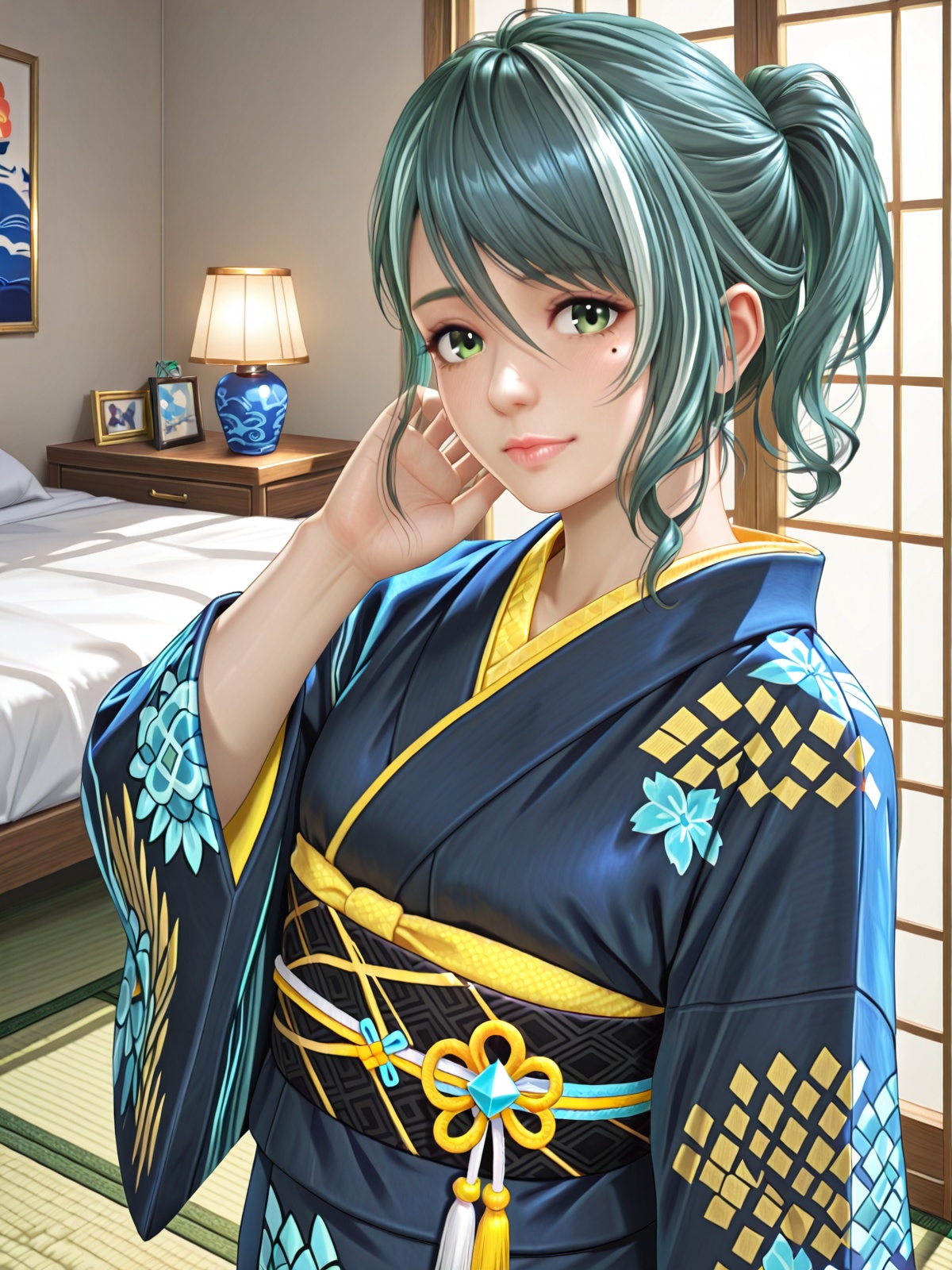 tamaki \(doax vv\),  streaked hair,  short ponytail on Tensor.Art