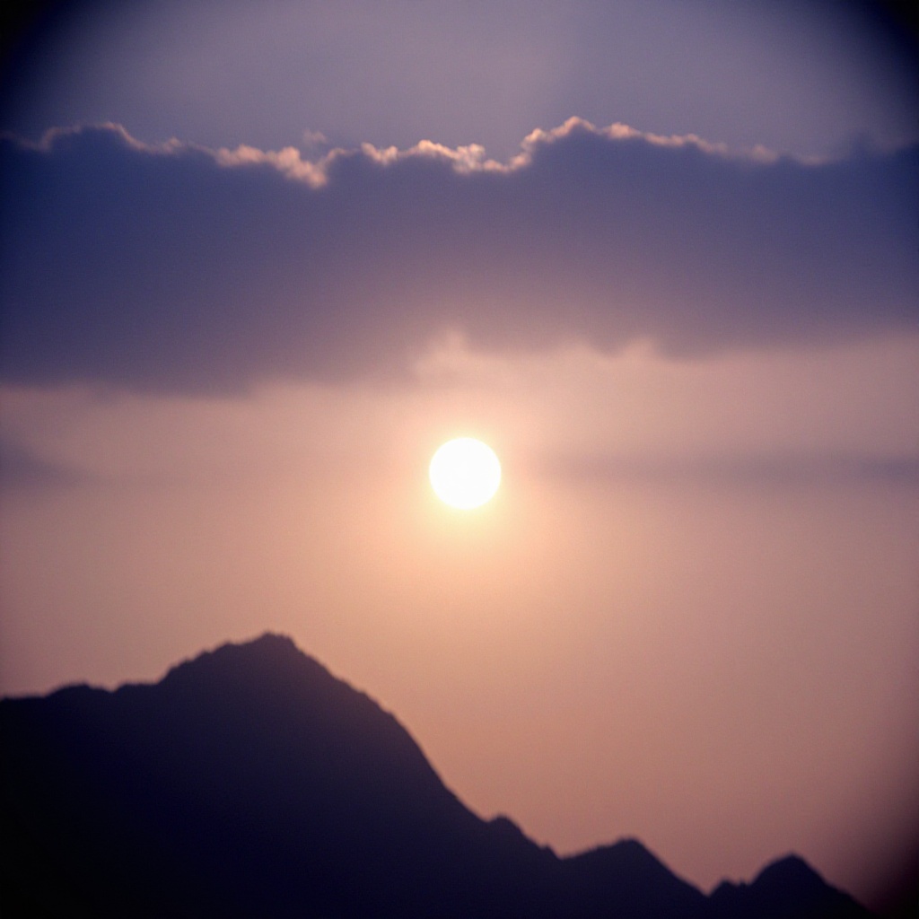 cinematic film still of Anamorphic bokeh style of a full moon is seen over a mountain range,  detailed style,  sharp style...
