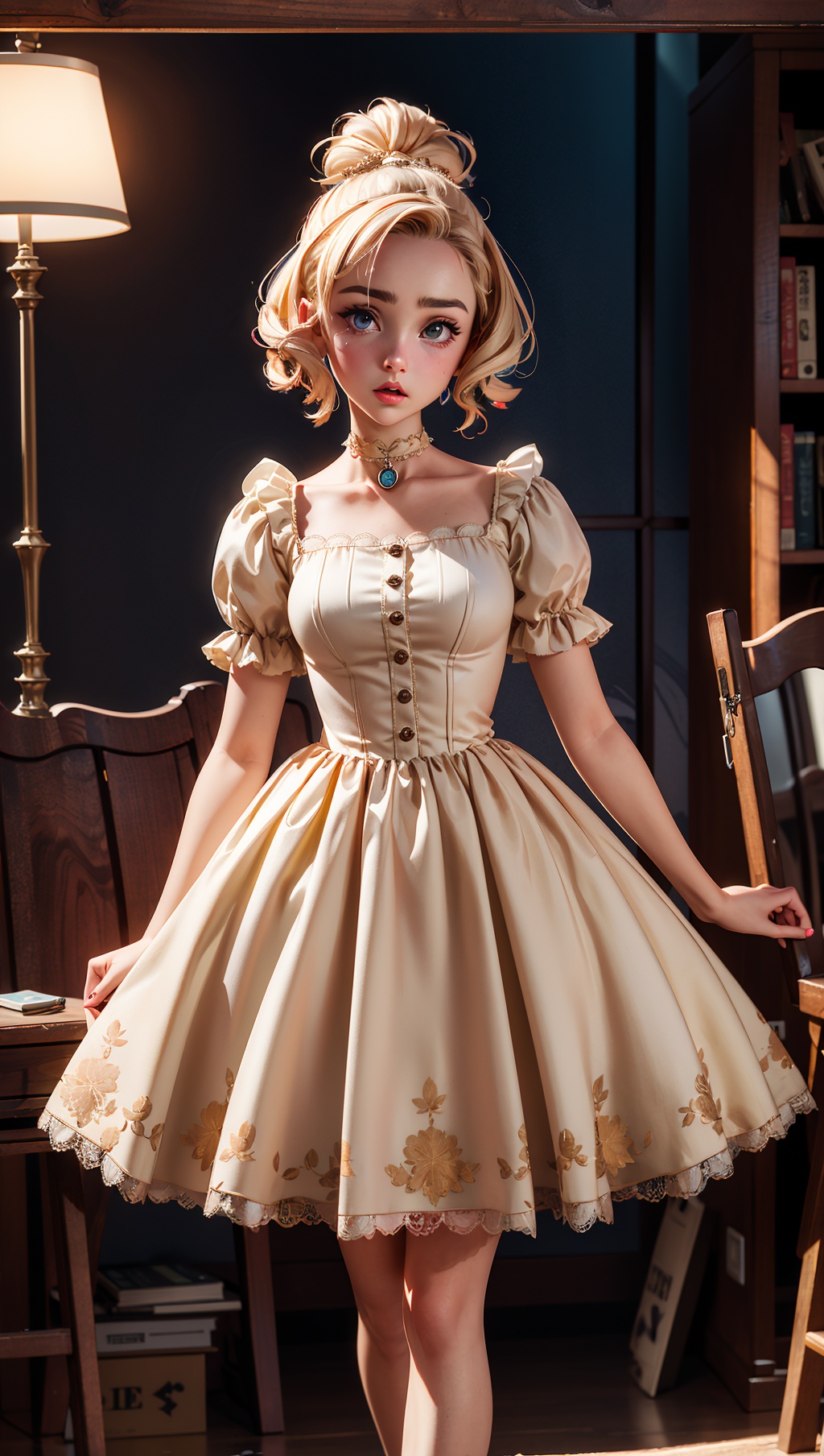 FlorencePugh,  Parisienne dress,  feminine pose on Tensor.Art