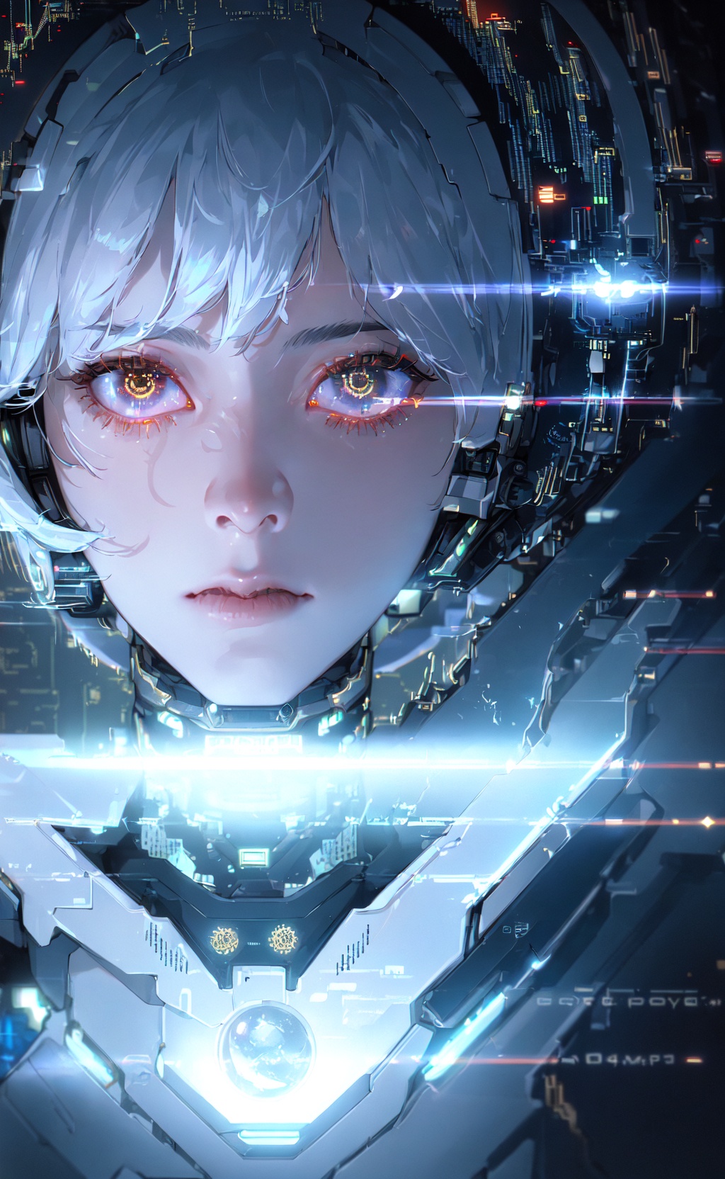 (editorial close-up portrait of cyber ghost),  hack,  code on Tensor.Art