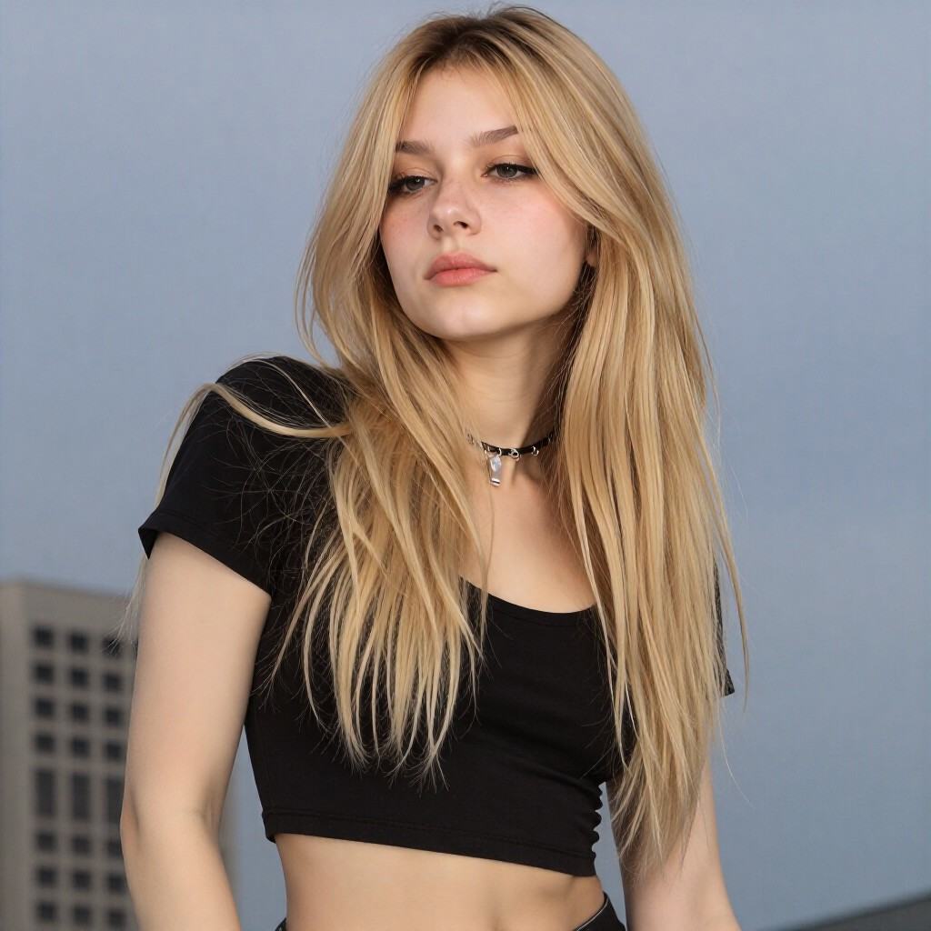 marzena,  crop top blonde hair on Tensor.Art
