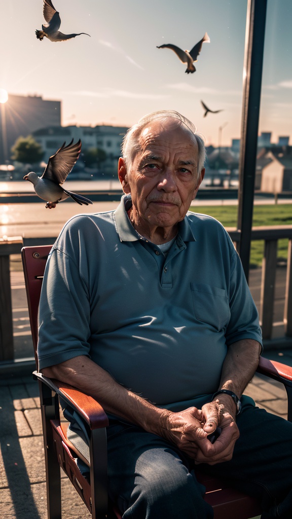 (dynamic angle) raw photo,  (80yo Old Man),  friendly face on Tensor.Art
