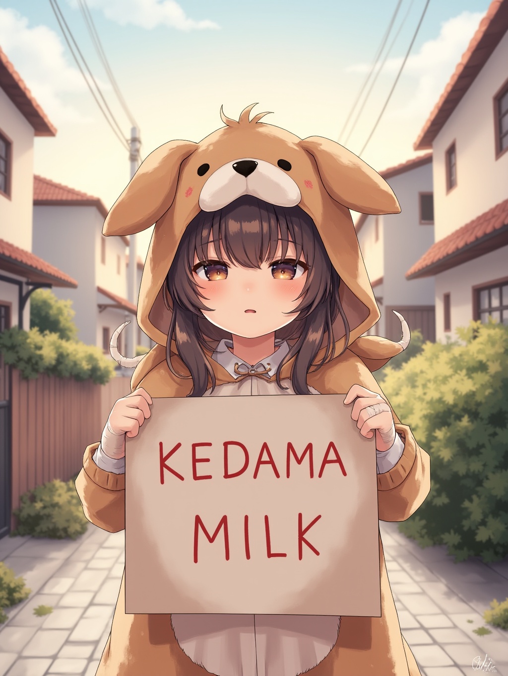 kedamamilk,  houses in background,  very cute little girl on Tensor.Art