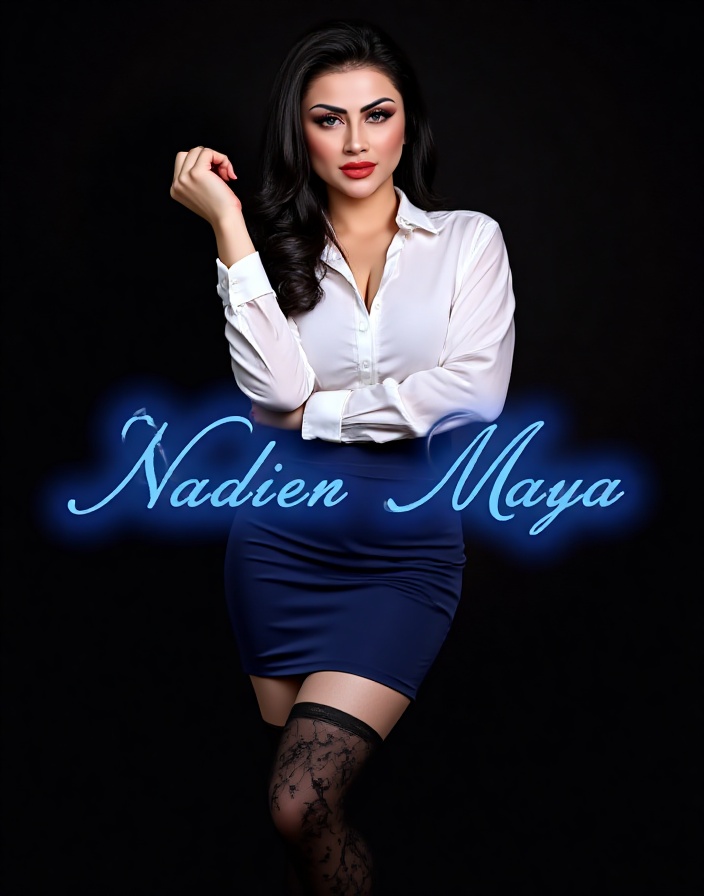 Nadien_May,  A mature woman with fair skin and ultra-detailed eyes and eyelashes,  her dark shiny hair cascading down her...