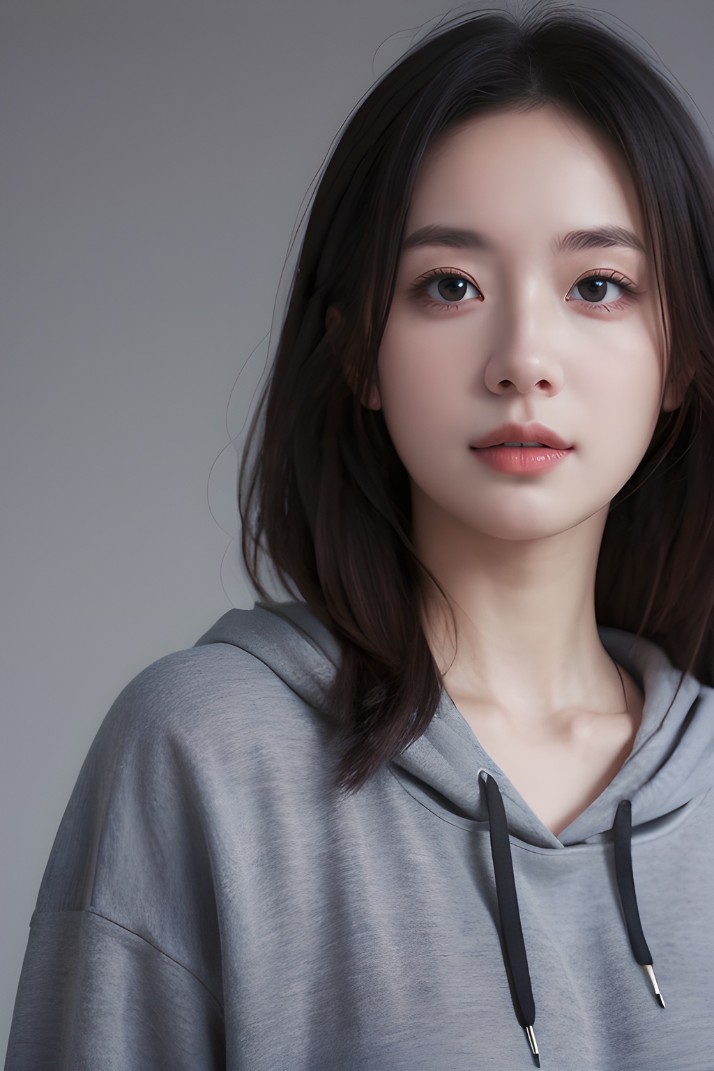 <lora:0809_01:0.7>,simple background,hoodie,, 1girl,realistic,masterpiece, best quality, photorealistic, HDR,detail