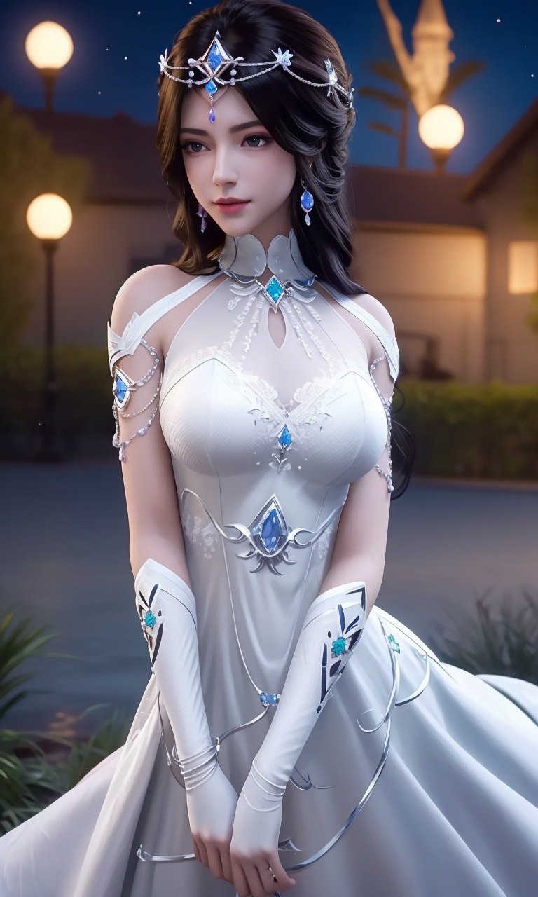 ,1girl, pov,,moon, full moon, moonlight,night,(,star_\(sky\), starry_sky, night, moon, night_sky, sky, shooting_star, full_moon, letterboxed, 1girl, solo, space, earth_\(planet\), planet, cloud, blue_sky, aurora, dress)<lora:DA_BaiYe:0.6>ultra realistic 8k cg, picture-perfect face, flawless, clean, masterpiece, professional artwork, famous artwork, cinematic lighting, cinematic bloom, perfect face, beautiful face, fantasy, dreamlike, unreal, science fiction, huge breasts, beautiful clothes, lace, lace trim, lace-trimmed legwear, (rich:1.4), prestige, luxury, jewelry, diamond, gold, pearl, gem, sapphire, ruby, emerald, intricate detail, delicate pattern, charming, alluring, seductive, erotic, enchanting, hair ornament, necklace, earrings, bracelet, armlet,halo     