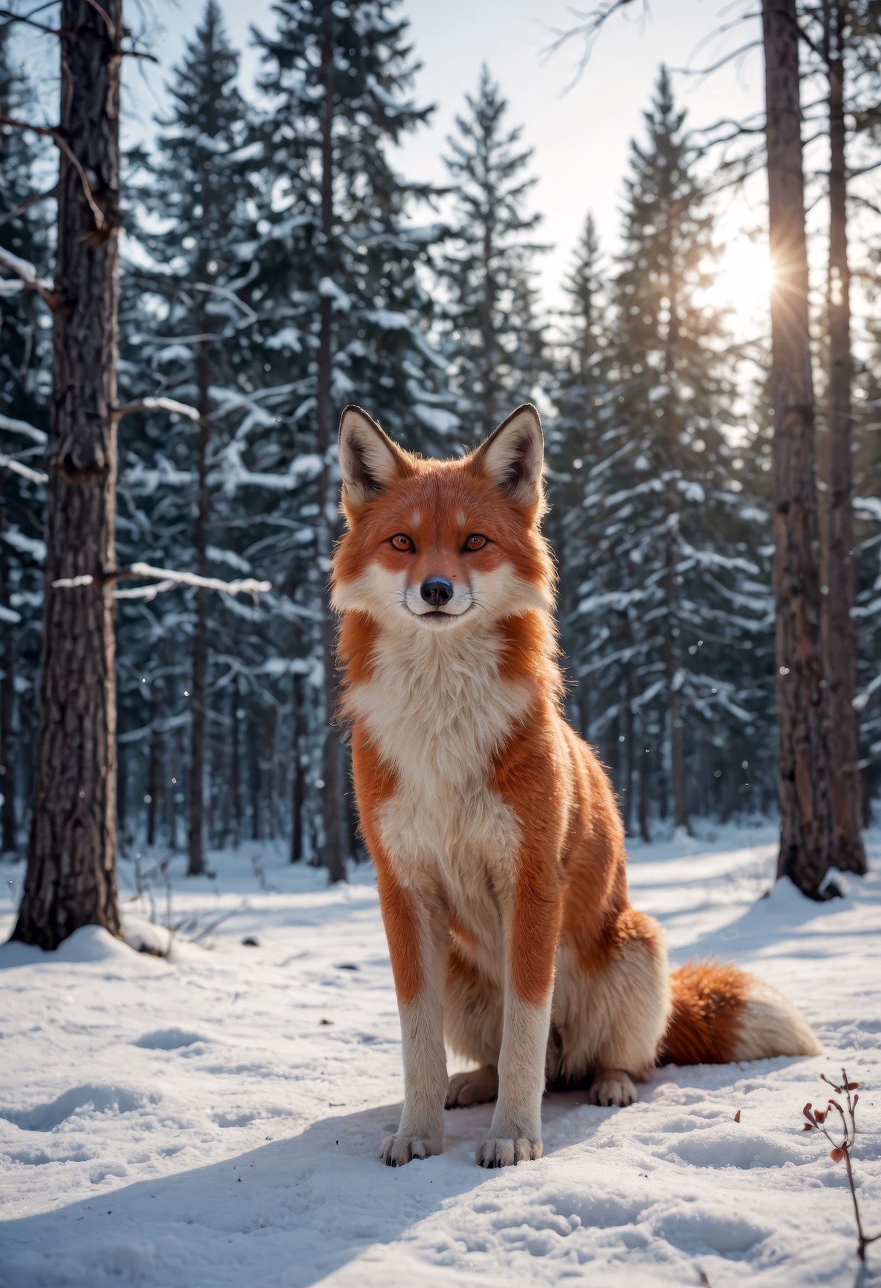 red fox,  animal,  standing alert on Tensor.Art