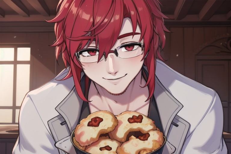 mortefi,  red hair,  eyeglasses on Tensor.Art