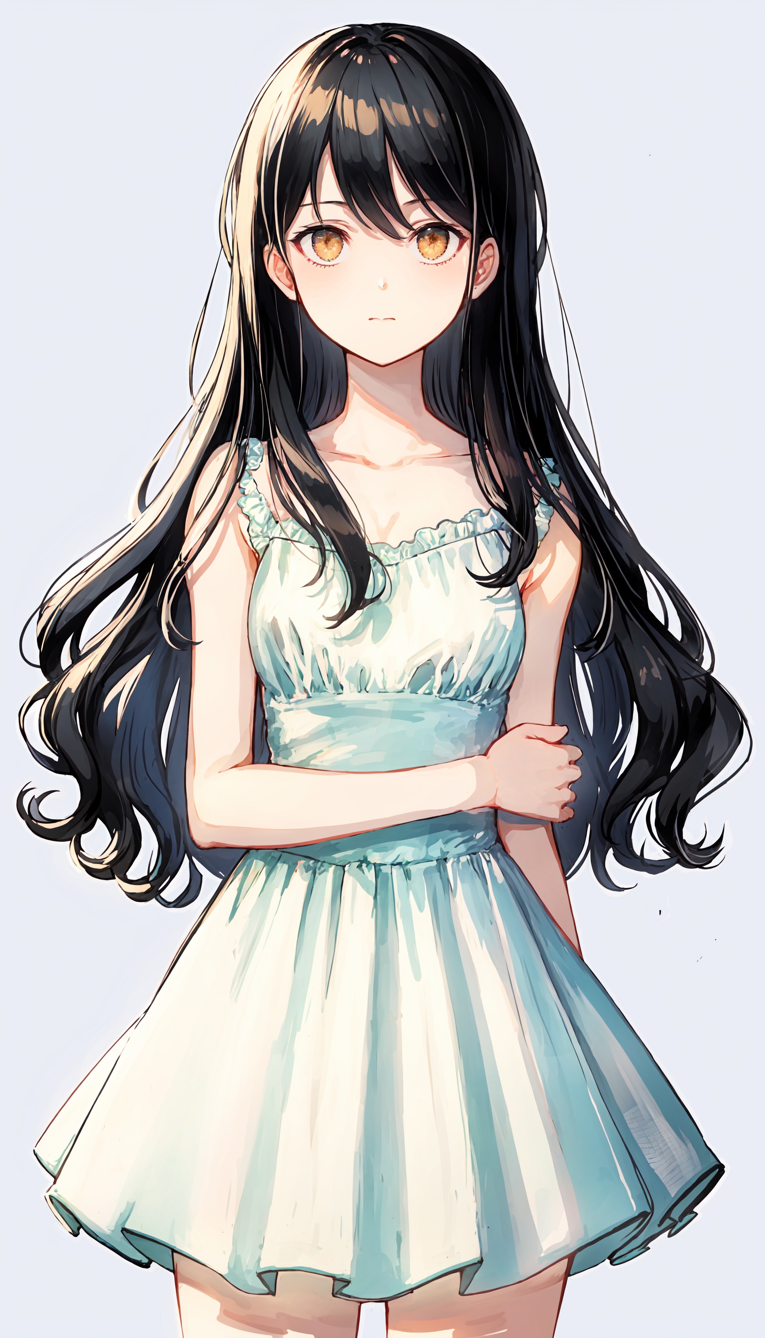 1girl, solo, looking at viewer, long hair, closed mouth, simple background,flower,white dress,cowboy shot