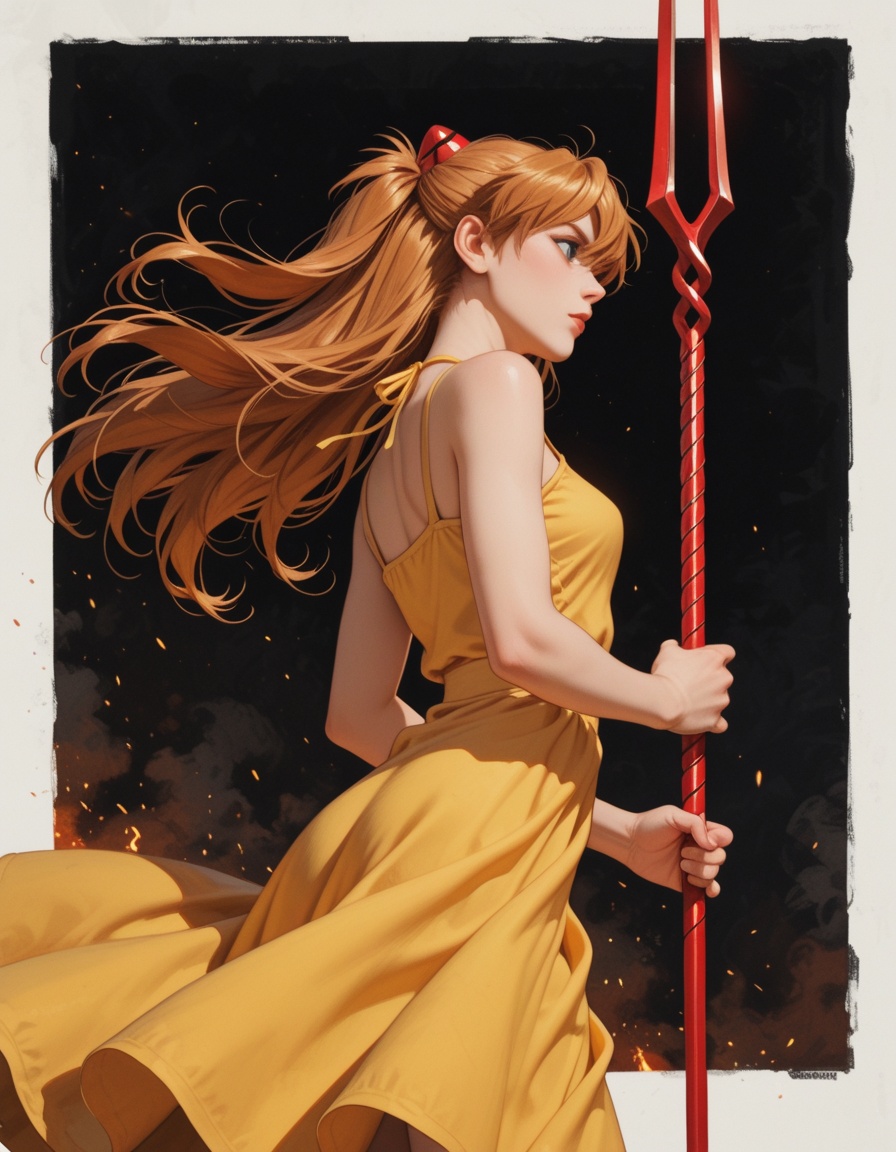 souryuu asuka langley,  aged up,  yellow dress on Tensor.Art