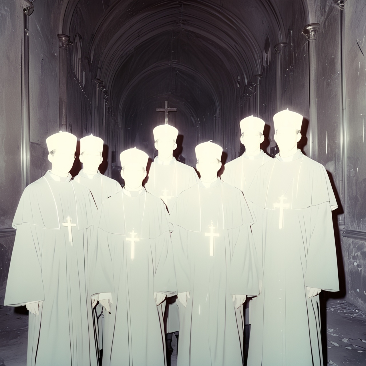 lghtshft_lora,  glowing,  portrait of group of priests together on Tensor.Art