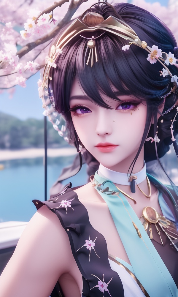 (,1girl, ,best quality, ),looking at viewer, <lora:375-DA-神印王座-龙皓晨-女装:0.8> ,ultra detailed background,ultra detailed background,ultra realistic 8k cg,, ,masterpiece, (( , )),, ,tamari \(flawless\),  plum blossoms,    ,,  (()), (), ,,